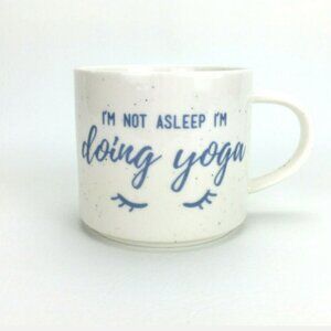 THRESHOLD Porcelain Speckled I'm Not Asleep I'm doing Yoga 12 oz Mug